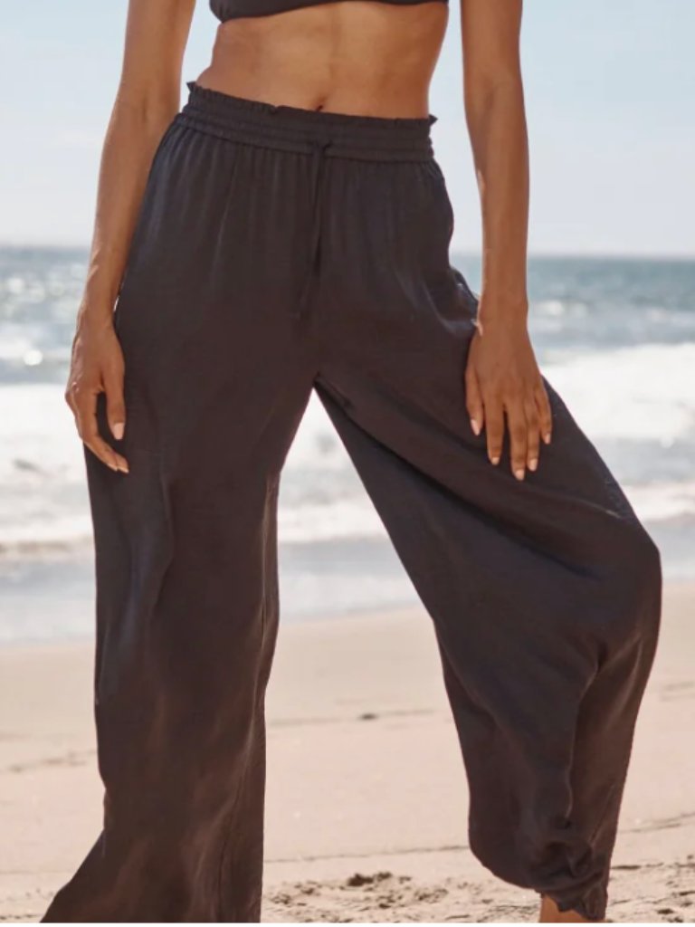 New Summersalt The Silky Luxe Palazzo Pants With Ties - Black - Large